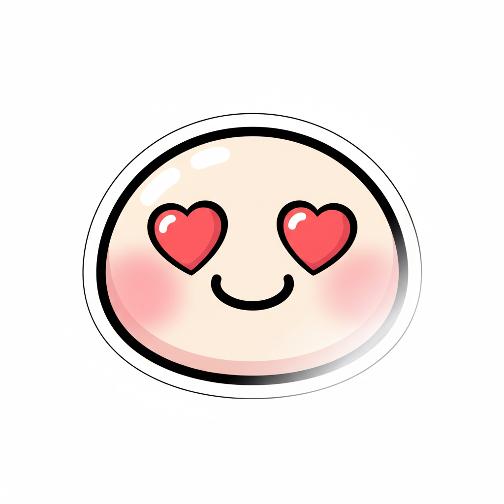 AI sticker generator result — a cute happy face with heart eyes emoji sticker