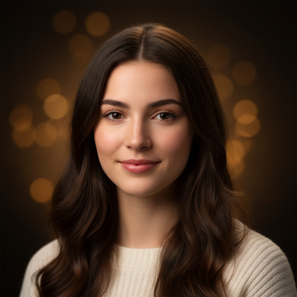 AI Tiny VLLM image generator output — photorealistic studio portrait with soft rim lighting and natural skin texture