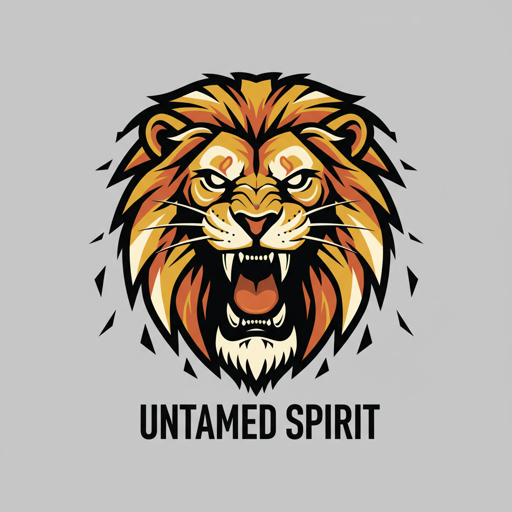 AI t-shirt design of a bold geometric lion head graphic ready for print