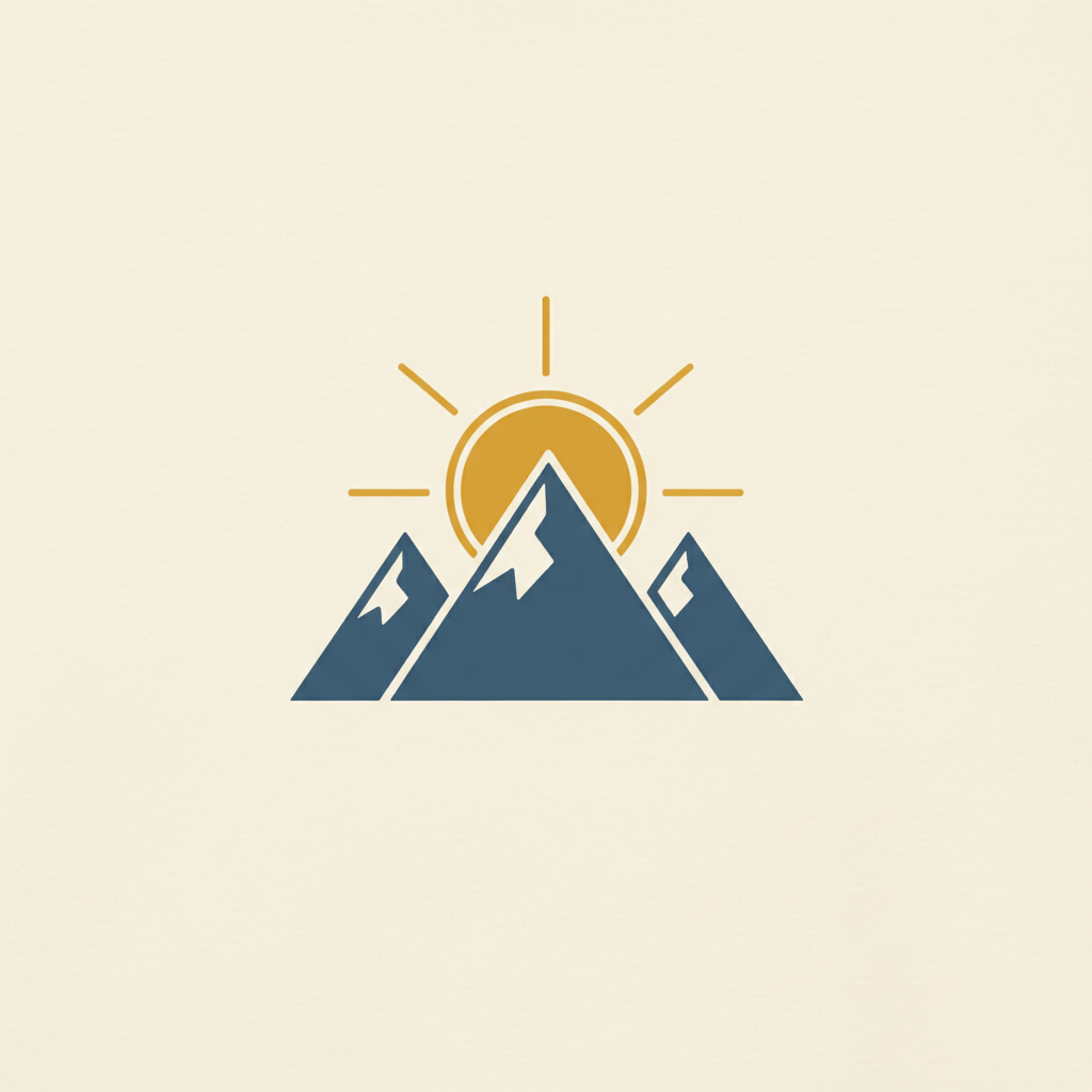 AI t-shirt design of a minimalist two-colour mountain range graphic
