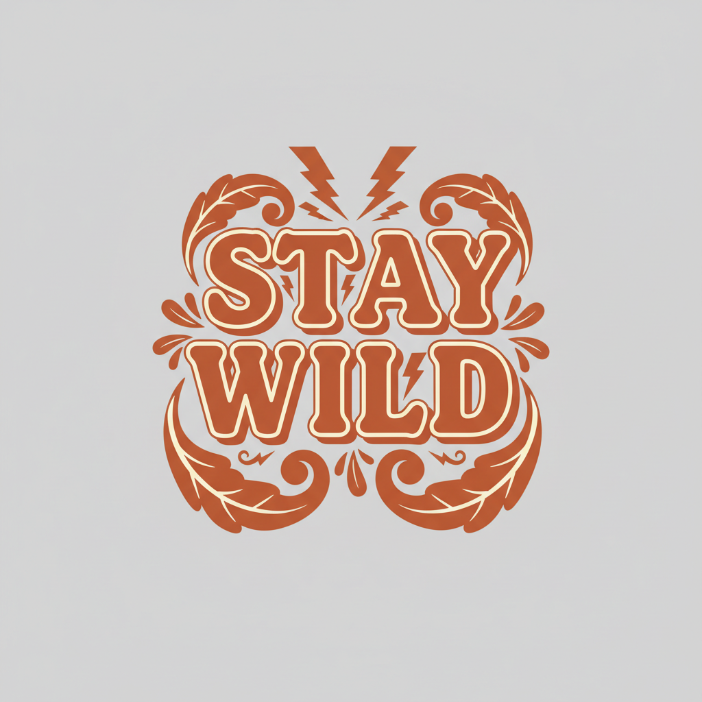 AI t-shirt design with a bold retro Stay Wild typography slogan