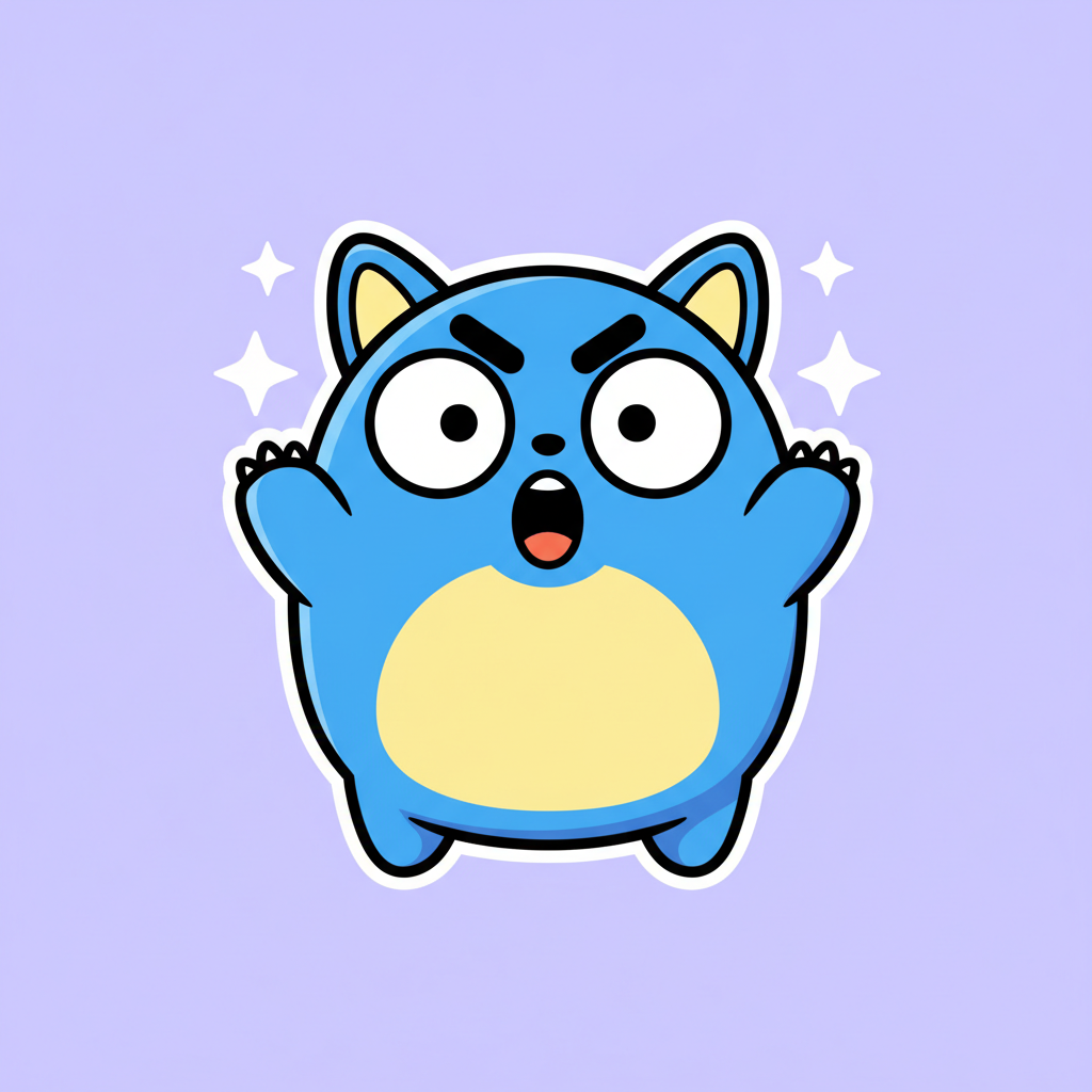 AI Twitch emote generator result — a shocked hyped cartoon mascot Pog-style emote