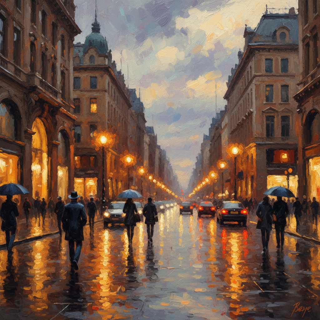 AI vs Photoshop image editing — a city street photo transformed into an oil painting style with one AI edit