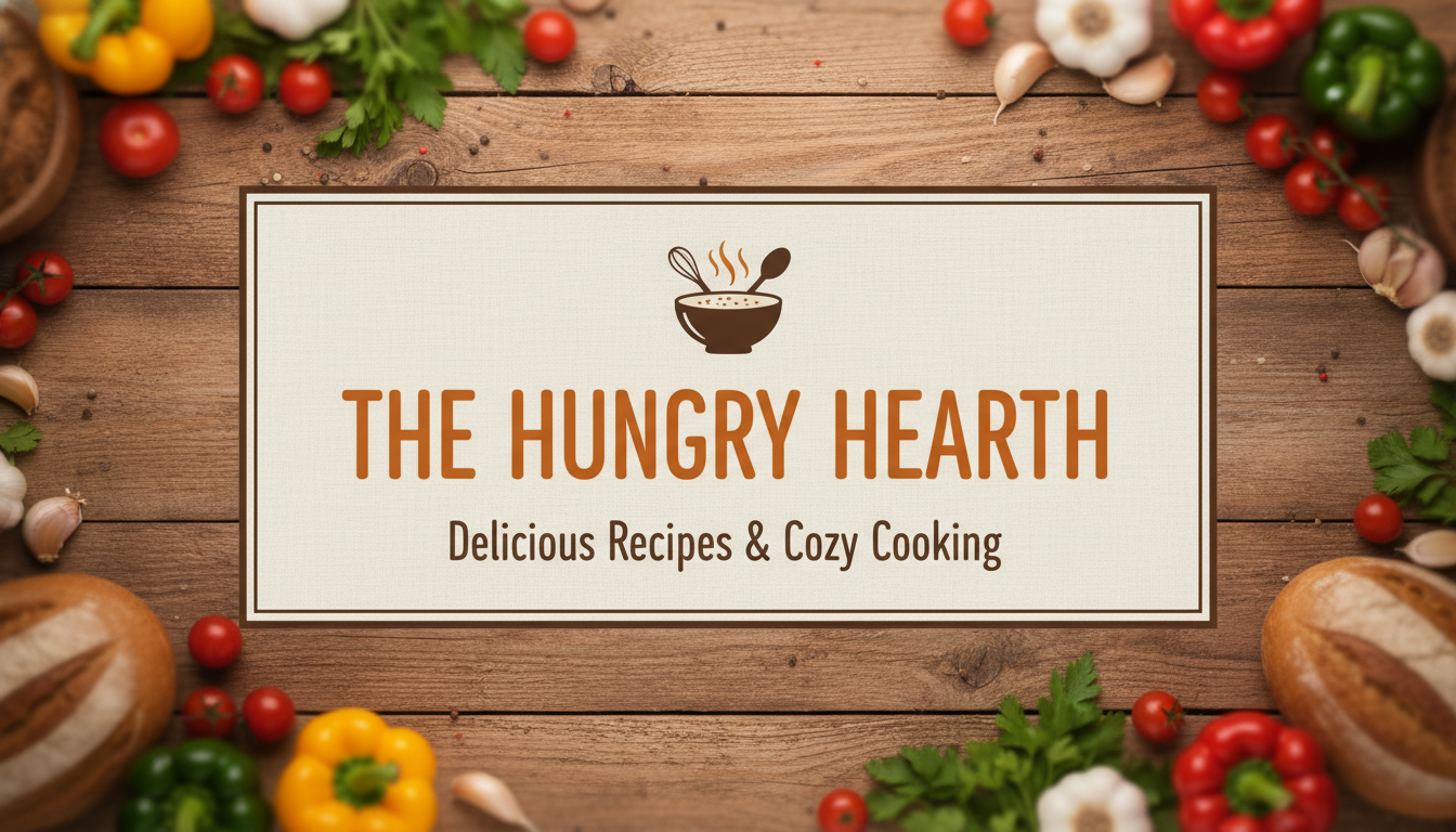 Warm cooking YouTube channel banner with rustic wooden textures and a clean centred title space in the safe zone