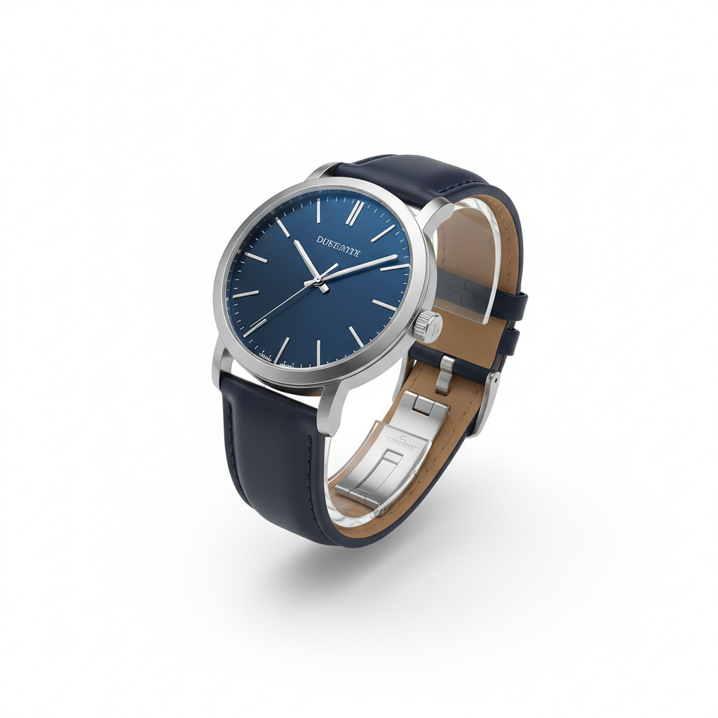 Web-based AI photo editor placing a wristwatch on a clean white studio background