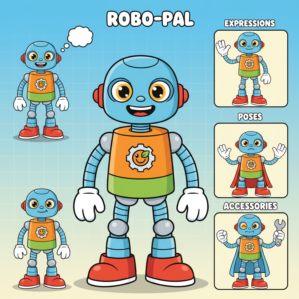 Nano Banana Pro image generator result — a consistent cartoon robot mascot character