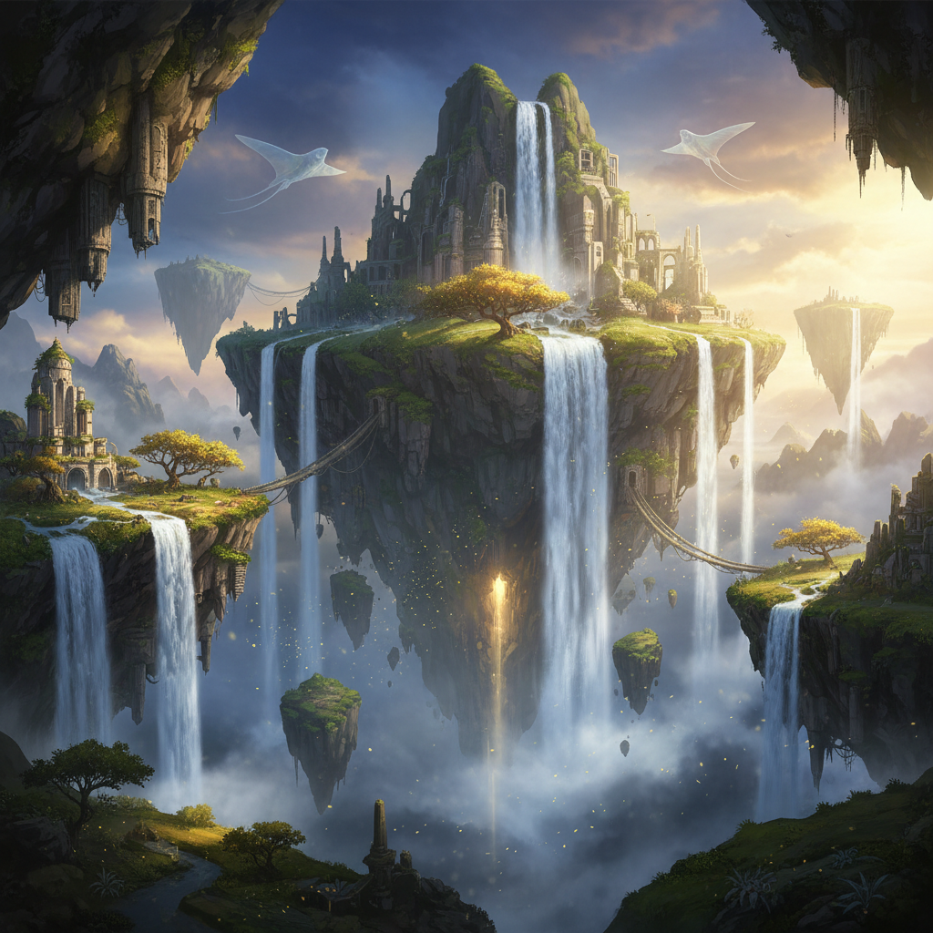 Nano Banana Pro image generator result — a detailed fantasy landscape with floating islands