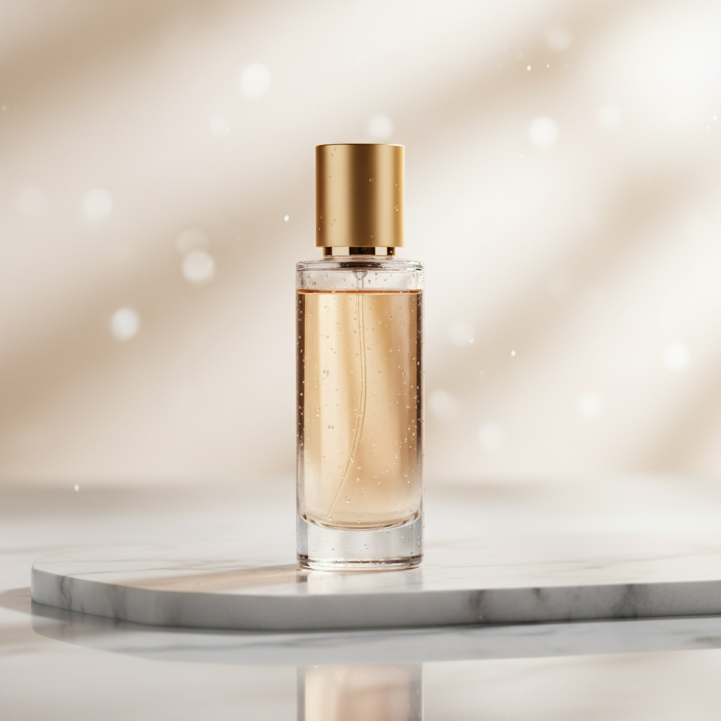 Nano Banana Pro image generator result — a studio product shot of a perfume bottle