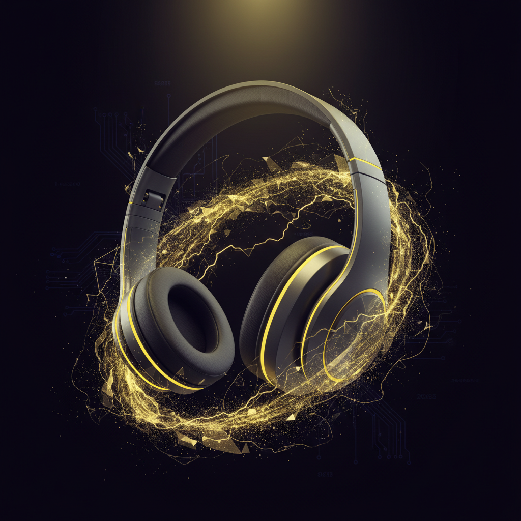 Text-to-image AI generating a photorealistic product shot of wireless headphones from a written description