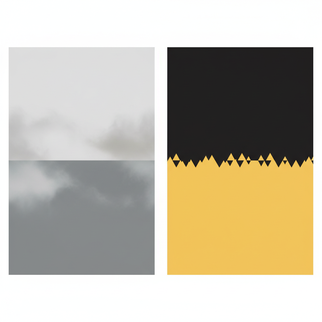 Compliant image creation example — split panel comparing a washed-out low contrast grey pair against a bold high contrast black and yellow pair
