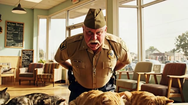 Character role swap: a career drill sergeant runs a cat cafe…