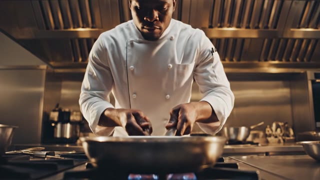 [cooking-recipe] Professional chef preparing gourmet dish in…