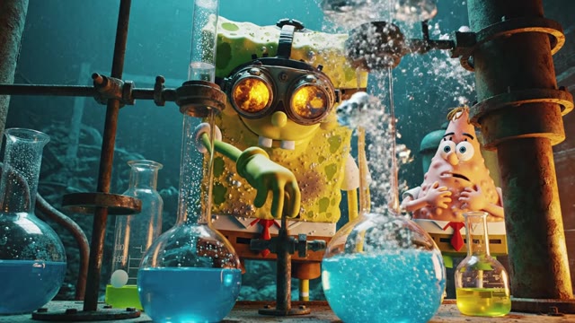 [tiktok-viral] Cinematic mashup: SpongeBob SquarePants weari…