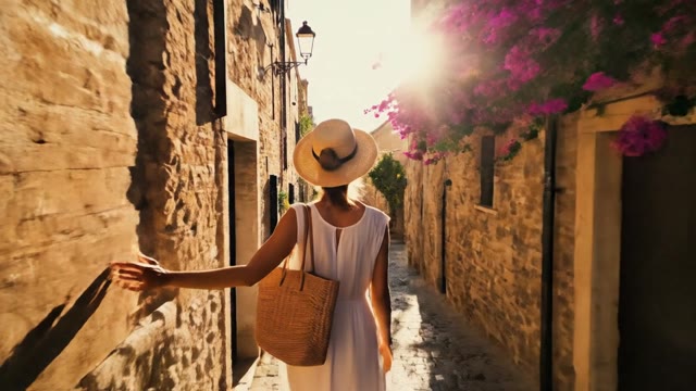 [tiktok-viral] Smooth steadicam shot following a traveler fr…