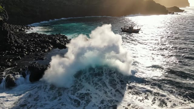 [motivation-quote] Dramatic aerial drone shot descending tow…