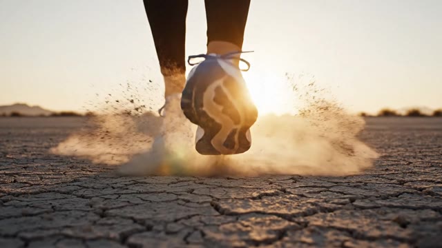 Cinematic sneaker product ad with desert and studio cuts