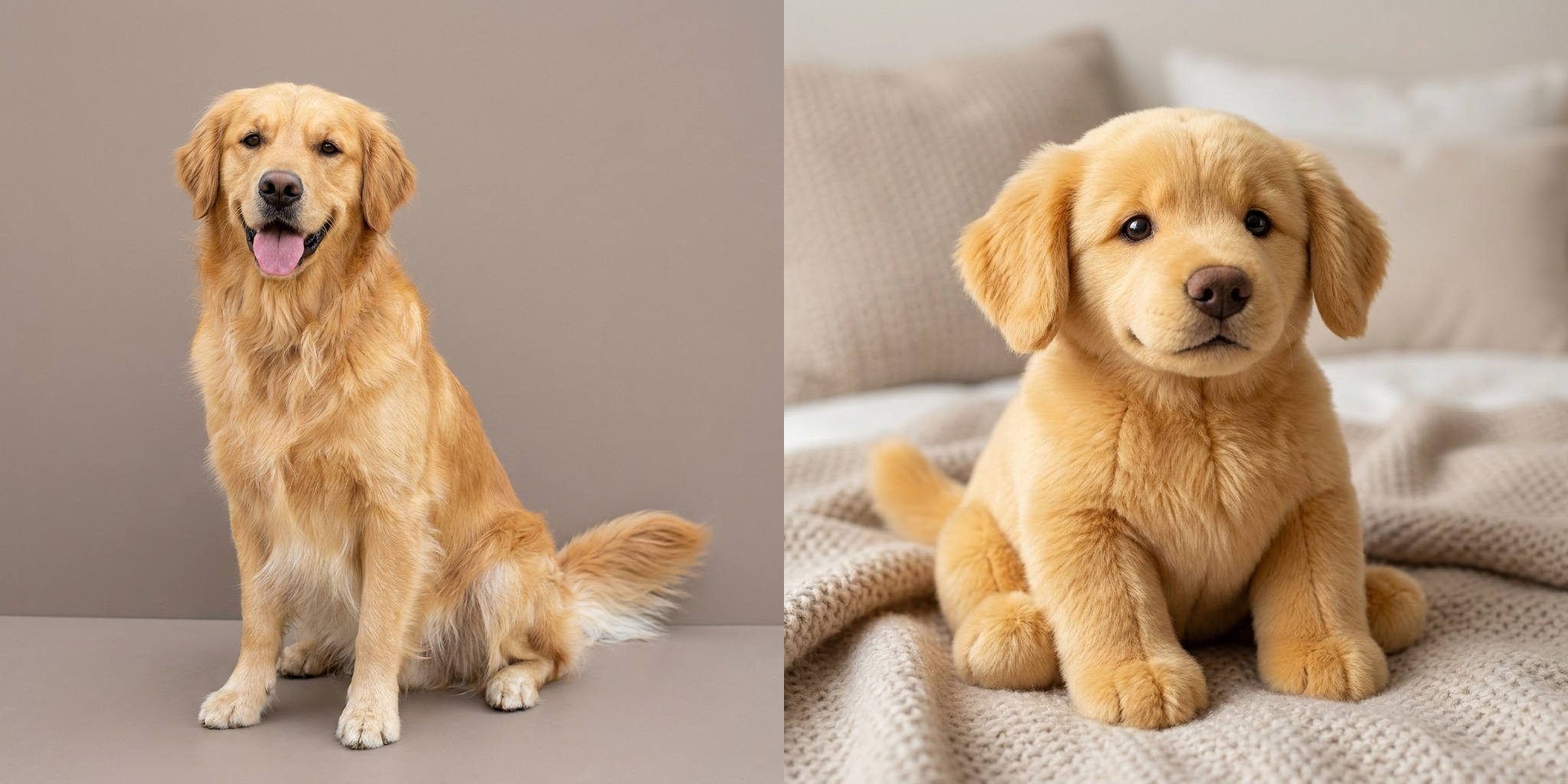 A golden retriever turned into a fuzzy stuffed toy that keeps its fur and ears.