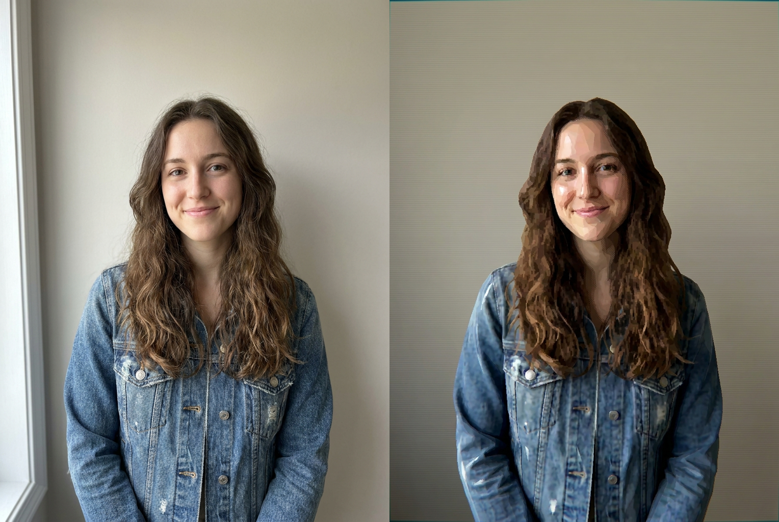 Recognizable features carried into a plastic-lit character-select style render
