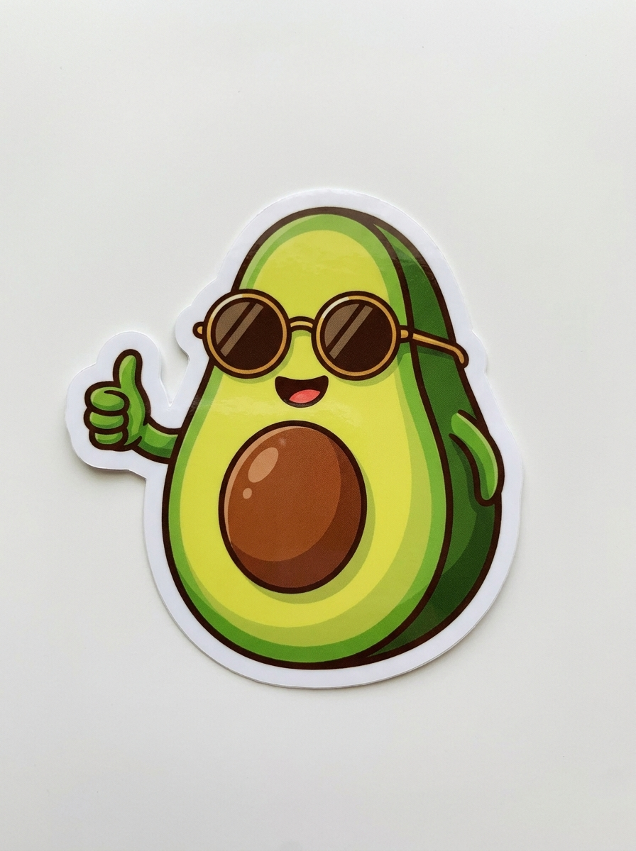 Prompt: a smiling avocado with sunglasses giving a thumbs up