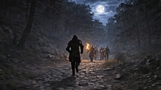 The patrol continues to march into the distance. The rogue slips back into the bushes on the right of the road.