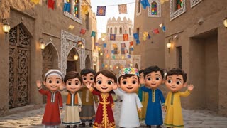 ![Image](https://images.openai.com/static-rsc-3/d0S2oaaQaM1FIw2RuSlK8YkrCRWdA8hk8SrGHO6nckQfDZoWjytutOtfV69WG61Gx5YNpr1naHLT8p9TL8EUj19VDKpHBxs_VXod5JGFcX8?purpose=fullsize\&v=1)

![Image](https://images.openai.com/static-rsc-3/nUVbxK11vHkEbO5amkZzfo6owr9pVzv8bbLYAaVA_eqMu2yzE8hxvpYM2gniJ-BYS-SrBNvi_zXqUw1H0Niw_6jf3K-yRrbLqabZlueJbcI?purpose=fullsize\&v=1)

![Image](https://www.undp.org/sites/g/files/zskgke326/files/2025-10/_mg_9927.jpg)

![Image](https://global.unitednations.entermediadb.net/assets/mediadb/services/module/asset/downloads/preset/assets/2015/06/22027/image1170x530cropped.jpg)

## فكرة المشهد

الكاميرا تتحرك داخل الأزقة وتظهر:

* أطفال يلعبون
* رجال بالزي اليمني
* عائلات تمشي في الأزقة
* زينة العيد معلقة فوق الشارع
* أجواء صباح العيد

الشخصيات *كرتونية* والمدينة *واقعية*.

---

# البرومبت

استخدم هذا النص:

id="h6o7w4"
Cinematic street scene in the decorated alleys of Old Sana'a, Yemen during Eid morning.

Traditional Yemeni mud-brick tower houses with white gypsum decorations and colorful stained glass windows.

Festive Eid decorations and lanterns hanging across the narrow streets.

Cartoon-style Yemeni characters walking through the alley. 
Men wearing traditional Yemeni clothing with jambiya daggers and shawls. 
Families greeting each other and children playing happily in the street.

The environment is realistic Old Sana'a architecture while the people are stylized cartoon animation characters.

Warm morning sunlight, joyful Eid atmosphere, cinematic camera movement, highly detailed, 4K.