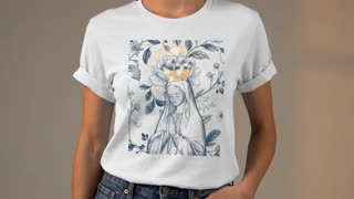 Create a high-quality cinematic promotional video using the provided religious T-shirt image as reference.
The original design must remain completely unchanged (do not modify colors, typography, proportions, or graphic details).
The T-shirt should be worn by a female model in a realistic studio environment.

The model should first face the camera naturally, smiling softly, with gentle, elegant posture.
After a few seconds, she slowly turns around in smooth motion to reveal the back design of the T-shirt.

Use soft warm lighting with subtle golden highlights to create an inspirational and spiritual mood.
Include slow cinematic camera movements (close-up on fabric texture, slight zoom-in, side angle shot).
Add subtle natural fabric movement for realism.

Mood: elegant, inspirational, peaceful, premium Christian fashion brand.

Duration: 10–12 seconds.
Format: Vertical 9:16 for Instagram Reels and Facebook Ads.
Ultra-realistic fabric texture and professional fashion commercial style.