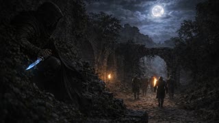 The patrol moves away while the rogue remains patient and still in the foreground.