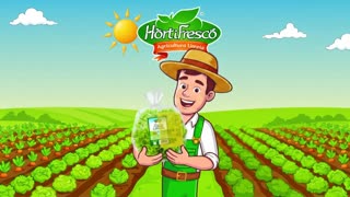 anima esta imagen: el campesino coja el producto que tiene en las manos ( es una le chuga verde crespa en pet respeta las dimensiones  3d del empaque ), el  campesino mire el empaque le quite la etiqueta y la muestre al frente para que se observe la etiqueta  y el campesino diga:
La frescura empieza desde la imagen, el campo se renueva, no cambiamos calidad, cambiamos imagen . 