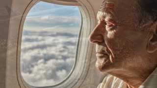 Continue la narration avec cette phrase : "Nous vous aidons à faire le meilleur pour votre santé à travers nos pays partenaires en Chine, Turquie, en France, Belgique, l'Inde" en représentant les drapeau des différent pays cités et le visage de l'un des malades par le hublot de l'avion qui parcours actuellement dans les airs tous les pays cités en ordre comme décris.