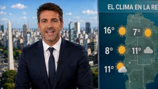 El conductor dice en dialecto español rioplatense de Argentina. Usá siempre el voseo (ej: vos sos, vos tenés, vos querés) y el lunfardo de Buenos Aires de forma natural. Mantené un tono amigable, relajado y cotidiano, pero sin exagerar: “Celia nos cuenta como va a esar el clima” 