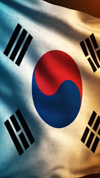 Create a spectacular futuristic cinematic visualization showcasing South Korea's nuclear energy technology and engineering experience.

Begin with a large, beautiful South Korean national flag waving in slow motion, illuminated by futuristic blue and golden light.

The camera moves through the flag into a stunning 3D holographic map of South Korea. Advanced nuclear power plants, APR1400 reactor facilities, and a conceptual i-SMR model gradually emerge from the map.

Glowing digital energy networks connect the facilities, symbolizing South Korea's decades of nuclear engineering experience, technological expertise, and innovation.

Use breathtaking cinematic camera movements, futuristic holographic graphics, dramatic teal-and-orange lighting, realistic reflections, and subtle film grain.

Style: Ultra-modern, premium science documentary, photorealistic, visually powerful and elegant.

Vertical 9:16, 1080 × 1920, 5–7 seconds.

No narration, subtitles, logos, or watermarks. Preserve the correct design of the South Korean flag.