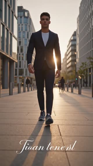 Create a high-converting 15-second e-commerce video in French.

Product: stylish premium sneaker (gray, navy blue, red accents), modern urban design.

Target audience: young adults and professionals who want style, comfort, and confidence in everyday life.

Format: vertical 9:16 (TikTok / Facebook Ads)

Tone: emotional, premium, aspirational, powerful

Structure:

- Hook (0-3s):
Show a man walking in slow motion in the city, looking confident and stylish.
Text overlay in French: "Et si tes chaussures changeaient tout ?"

- Product reveal (3-6s):
Close-up cinematic shots of the sneaker (details, texture, logo, sole).
Smooth camera movement, premium lighting.

- Benefits (6-11s):
Show different scenes:
- walking confidently
- comfort in movement
- urban lifestyle

Text overlays in French:
"Confort absolu"
"Style irrésistible"
"Confiance à chaque pas"

- Emotional impact (11-13s):
Slow motion step with strong presence, people noticing.

- Call to action (13-15s):
Text in French:
"Passe au niveau supérieur"
"Commande maintenant"

Add:
- French subtitles
- dynamic cuts
- smooth zoom transitions
- cinematic lighting
- emotional and inspiring background music