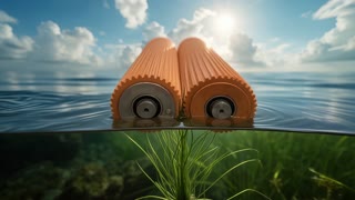 Los dos engranajes identicos en caractisticas y diseño, giran al mismo sentdio que el video de referencia  y estan ubicados  en sentido complentamente horizontal sobre en la superficie del agua de la imagen de referencia atrapando primero las puntas de la chara vulgaris que se ven en esta imagen  y las tiran hacia arriba. La planta en el principio se estira y despues pasa por medio de ambos engranajes hacia arriba. Primero pasa su punta por los rodillos y al final su larga raiz 