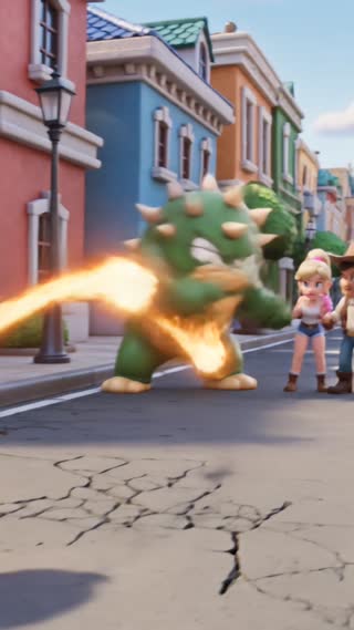 Mario sous la forme de la fleur de feu se retrouve dans l'univers de Brawl Stars. Il rencontre Spike, Shelly et Colt. Mario envoie des boules de feu pour brûler Spike le cactus. Shelly et Colt sont choqués puis ils sont en colère. Les 2 brawlers se transforment sous leurs formes hyperchargées et ils utilisent leurs supers d'hypercharges pour détruire Mario.