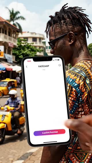 Crée une publicité cinématographique premium de 35–45 s pour FAITCHAP, marketplace reliant vendeurs et acheteurs à Lomé, Togo. Format 9:16, photoréaliste, rendu 4K, esthétique startup tech haut de gamme, lumière naturelle, peau réaliste, profondeur de champ et caméra dynamique.

Toute l’action se déroule à Lomé : rues authentiques, motos et moto-taxis, boutiques modernes, circulation, végétation tropicale, architecture et ambiance togolaise. Lomé doit paraître moderne, dynamique et crédible.

SCÉNARIO : Une jeune vendeuse togolaise, dans sa boutique, regarde son téléphone, déçue par le manque de commandes. Cut vers un jeune acheteur à Lomé qui cherche un produit mais ne trouve rien de satisfaisant sur les réseaux sociaux.

Il découvre FAITCHAP sur son smartphone. Il recherche, fait défiler les offres, compare puis trouve exactement ce qu’il cherche. Interactions UI réalistes : clics, scroll, cartes produits, sélection et confirmation, + micro-animations élégantes.

Match cut : le produit affiché sur son téléphone devient le produit réel dans la boutique. La vendeuse reçoit une notification de commande, sourit et prépare le colis.

Un livreur à moto récupère le colis et traverse les rues de Lomé. Montage dynamique : vendeuse → colis → moto → acheteur. L’acheteur reçoit son produit et sourit, satisfait.

Montage CapCut Pro : cuts rythmés, speed ramps, whip transitions, motion blur, match cuts, micro-zooms, sound design synchronisé, whooshes et notification premium. Musique Afro-tech/Afrobeat moderne avec montée progressive.

FIN : montage vendeur + acheteur + produit + Lomé, puis logo FAITCHAP.

Texte ajouté en post-production :
« Vous vendez ? Vous cherchez ? FAITCHAP vous connecte. »
« La marketplace qui connecte vendeurs et acheteurs. »
« faitchap.com »