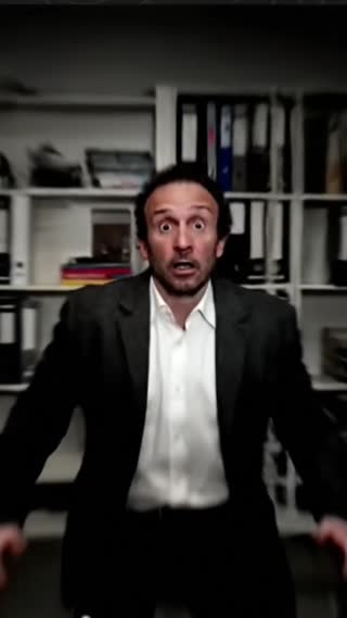 A mysterious figure in a dark hoodie and featureless mask emerges from the shadows behind an unsuspecting person. The masked individual swiftly places a cloth bag over the other person's head in a sudden, choreographed motion. The scene then cuts to a dynamic pull-out effect, where the hooded figure appears to guide the other person away from the camera's perspective. The entire sequence is captured in a single, fixed wide shot with dramatic, low-key lighting that creates stark contrasts and deep shadows, rendered in a suspenseful cinematic thriller style.