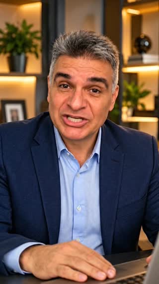 Crie um vídeo realista de 8 segundos, no formato vertical 9:16, utilizando a imagem de referência do apresentador fornecida.

O homem da fotografia está em um escritório moderno e elegante, usando blazer azul-marinho e camisa azul-clara, sem gravata.

Mantenha seu rosto fiel à fotografia original, preservando os traços faciais, o cabelo grisalho e a aparência natural.

Ele olha diretamente para a câmera e fala em português brasileiro, com voz masculina madura, tom acolhedor, reflexivo e seguro, mantendo o mesmo estilo das cenas anteriores.

**Fala exata:**

"Mas proteger sua família também significa estar preparado para aquilo que ninguém espera."

Durante a fala, ele apresenta uma expressão levemente reflexiva, faz um movimento discreto com a cabeça e mantém uma postura natural.

No final, sua expressão transmite tranquilidade e confiança.

Câmera estável, iluminação suave e movimentos realistas.

Não colocar música, não colocar legendas, não colocar textos na tela e não colocar logotipos.